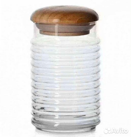 Банка для сыпучих продуктов с дер.крышкой 1125 мл