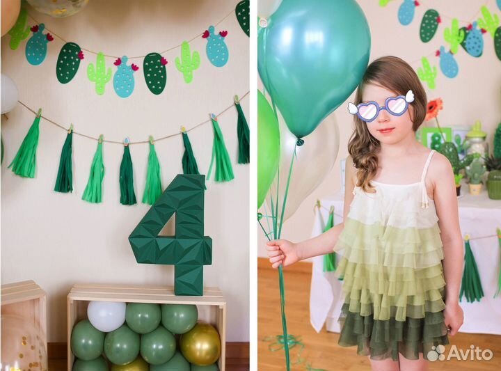Цифра 4. Платье. Гирлянды кактусы