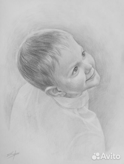 Портрет карандашом по фото на заказ от художника