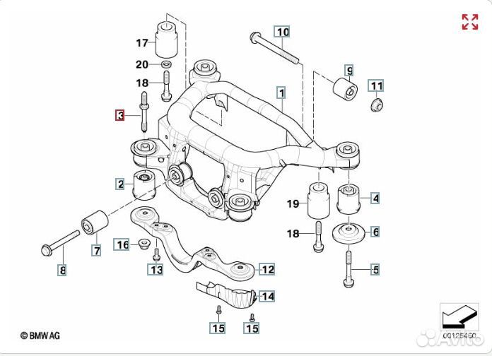 Болты подрамника задние Bmw 3-Series E46 M43B16