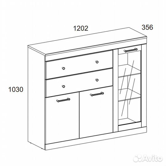Тумба 1V2D2S, jagger, цвет Дуб монастырский /Черны