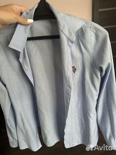 Женская голубая рубашка U.S. Polo