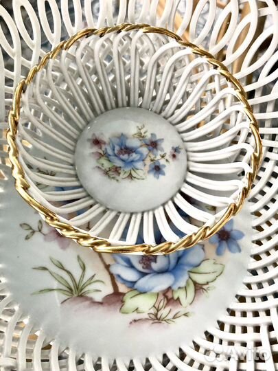 Винтаж конфетница дуэт плетеный фарфор Румыния