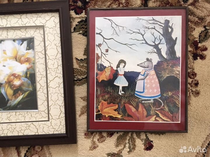 Репродукции на картоне,в рамках