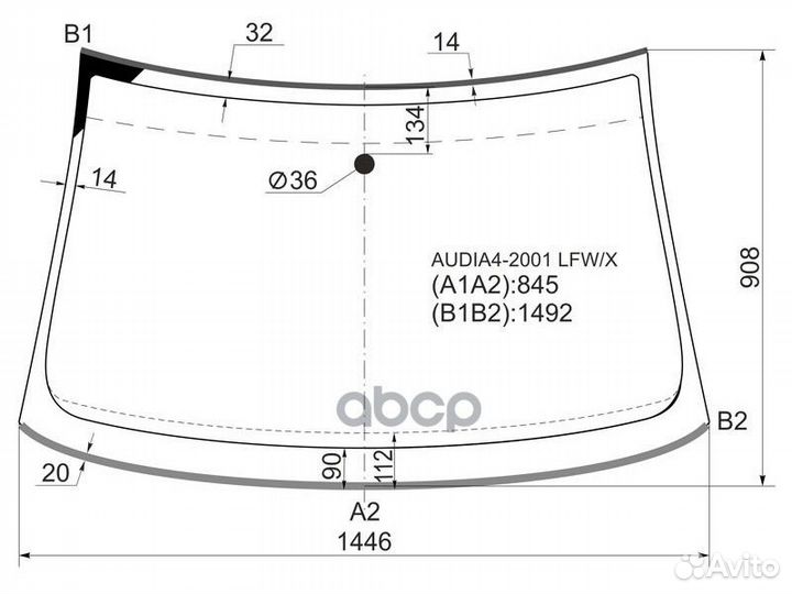 Стекло лобовое (Молдинг) Audi A4 00-06 / S4 03