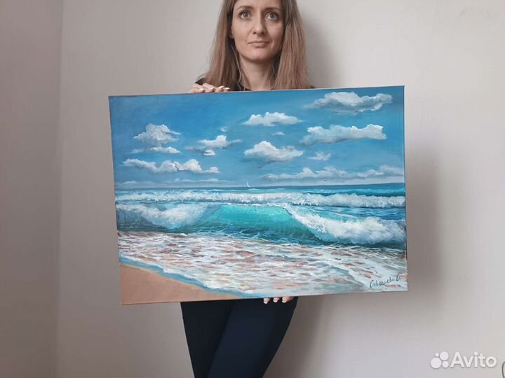 Картина маслом Прозрачная волна