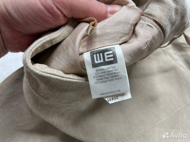 Бежевая юбка лен р.48