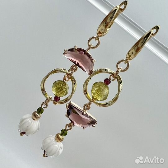 Серьги длинные, асимметрия