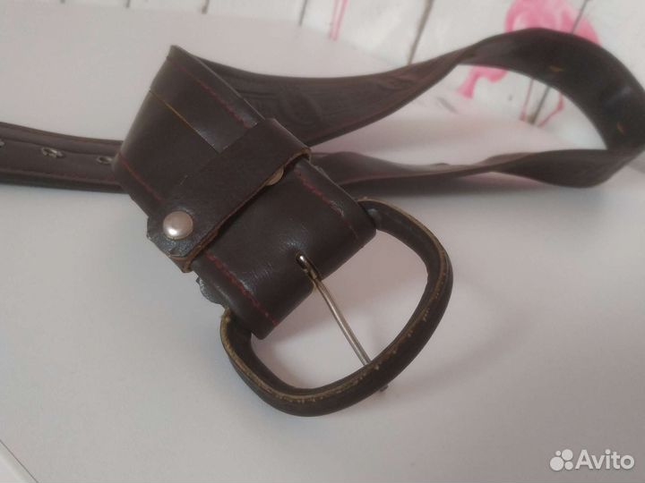 Новый кожаный ремень коричневый XXll Олимпиада