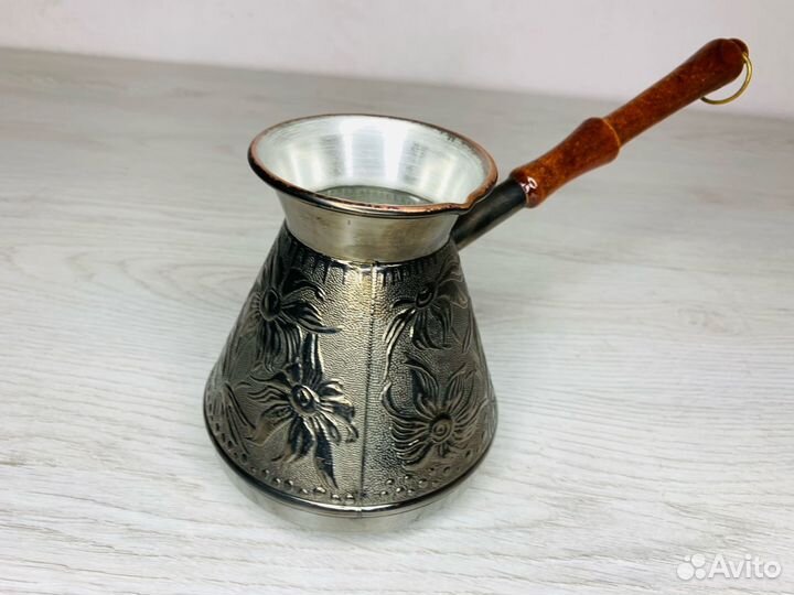 Турка для кофе медная 850 мл с ручкой