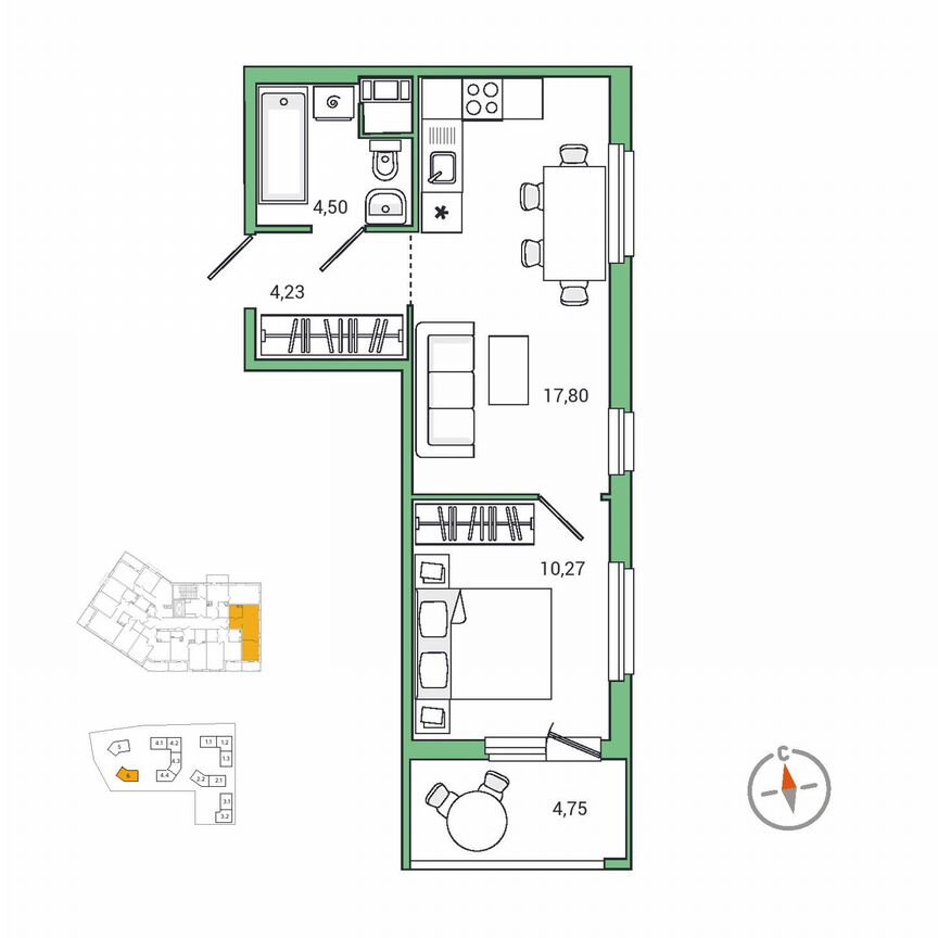 1-к. квартира, 39,2 м², 3/7 эт.