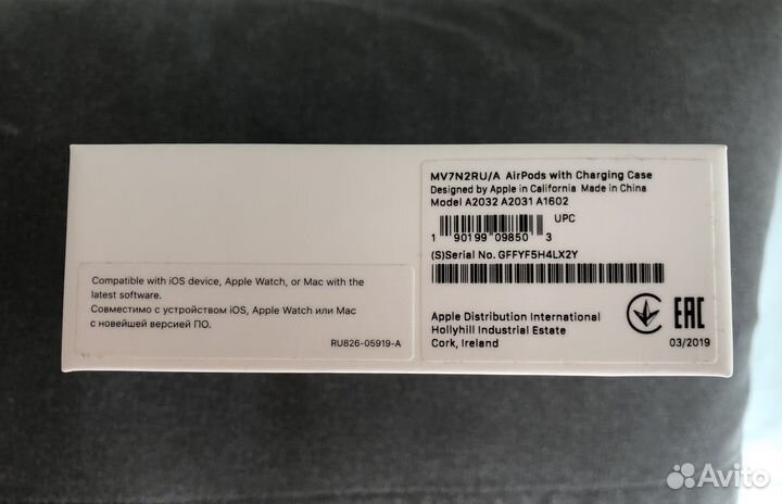 Наушники apple AirPods 2 правый с кейсом