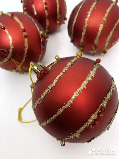 Шары новогодние, набор 4 шт