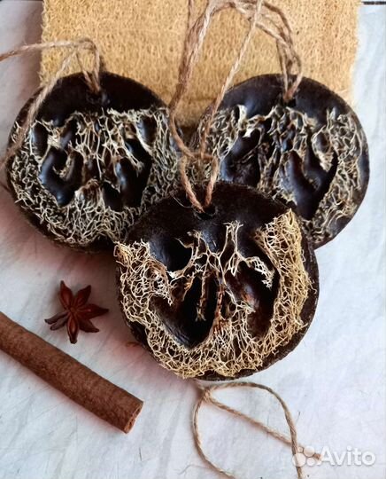 Массажное мыло с люфой и кофе