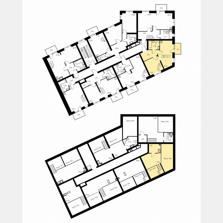 1-к. квартира, 54,1 м², 3/3 эт.
