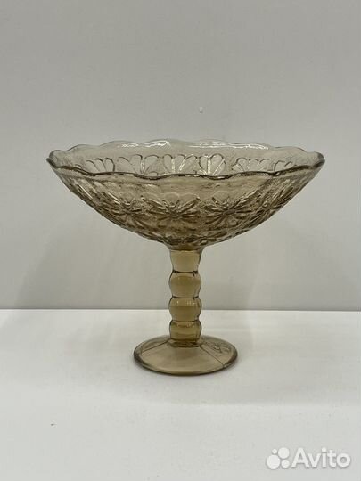 Ваза советская ромашки, карамельное стекло