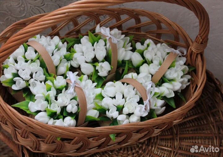 Лукошки с подснежниками из мыла