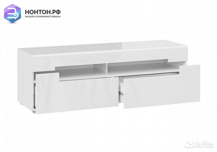 Тумба под тв Фьюжн белый глянец / белый