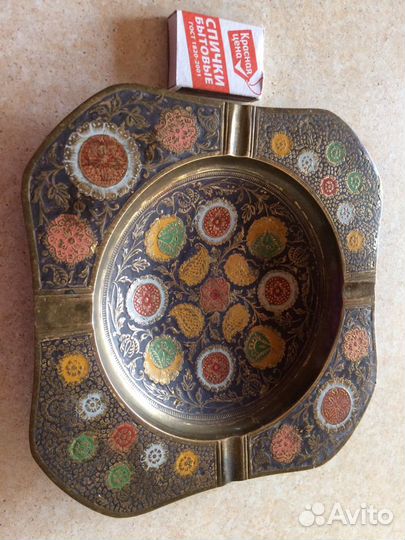 Пепельница антикварная эмаль Индия