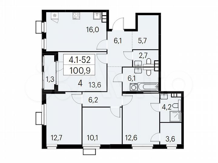 4-к. квартира, 100,9 м², 17/24 эт.