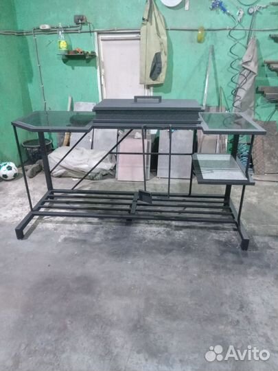 Мангал в стиле лофт с каменным столиком