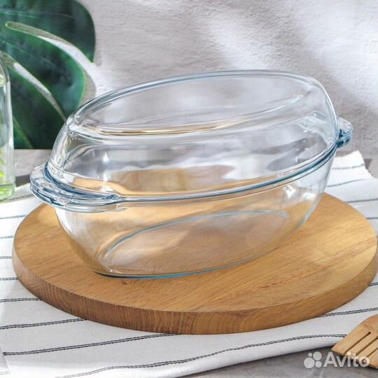 Утятница овальная из жаропрочного стекла, 2,6/1,3