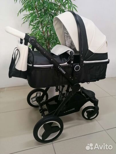 Новая коляска 3в1 Belecoo X6 NEW(чёрно-белая кожа)