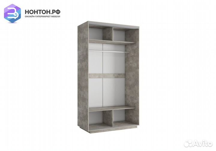 Шкаф-купе 2-х дверный Экспресс Хит бетон / зеркало