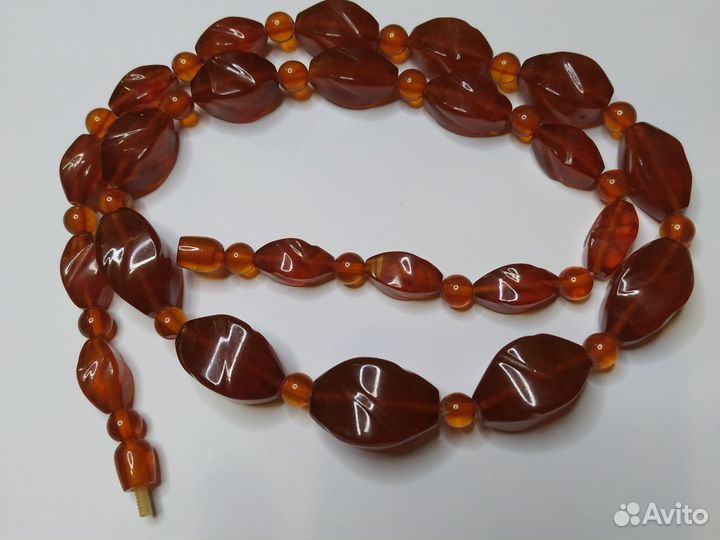 Бусы винтажные граненые янтарные