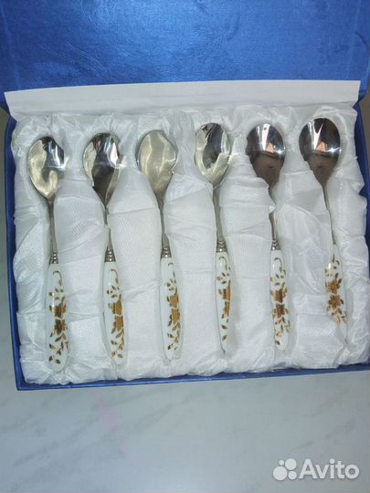 Ложки кофейные с фарфоровой вставкой