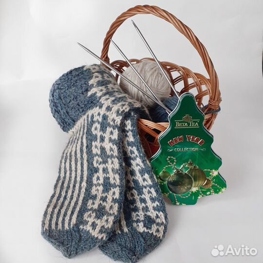 Носки вязаные жаккардом новые ручной работы