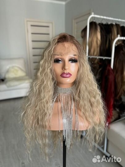 Парик полусистема блонд кудри