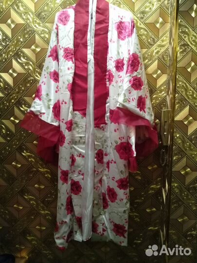 Халат женский шелковый - кимоно