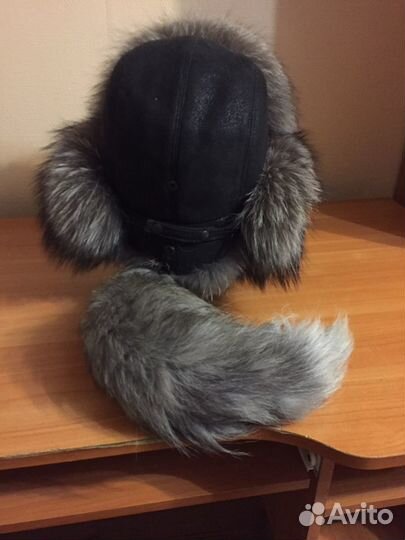 Шапка чернобурка + замша