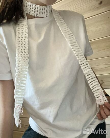 Шарф вязанный с бантиками из Pinterest