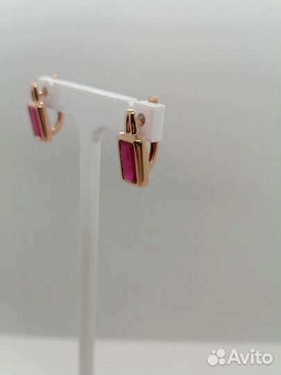 Серьги С камнем Au 585 (ярм)