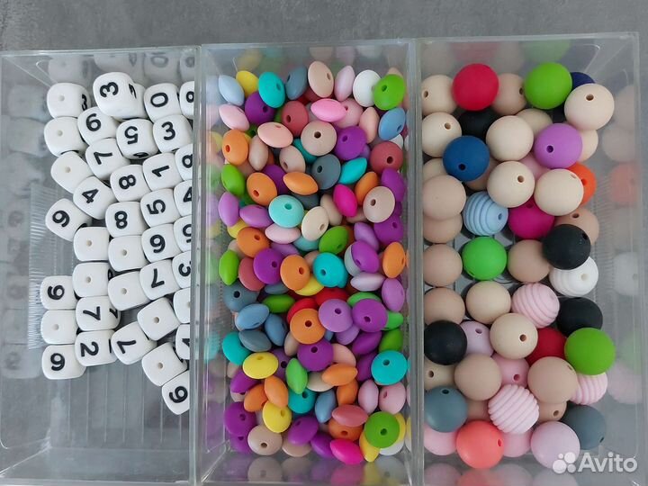Силиконовые цифры, грызунки, бусины