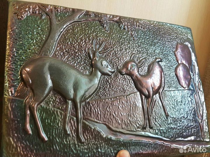 Олени чеканное панно СССР ретро коллекция 1976