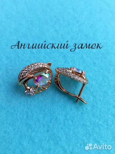 Серьги позолоченные с гальваническим покрытием