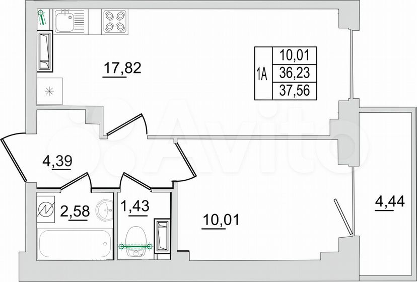 1-к. квартира, 37,6 м², 3/13 эт.