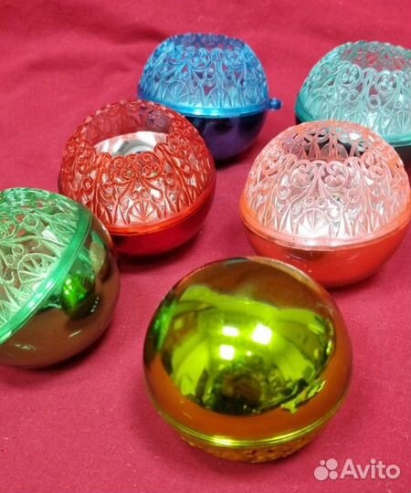 Елочные игрушки СССР. Шары цветные. Ажурные