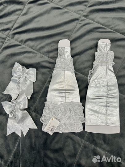 Набор свадебных украшений на бутылки и бокалы