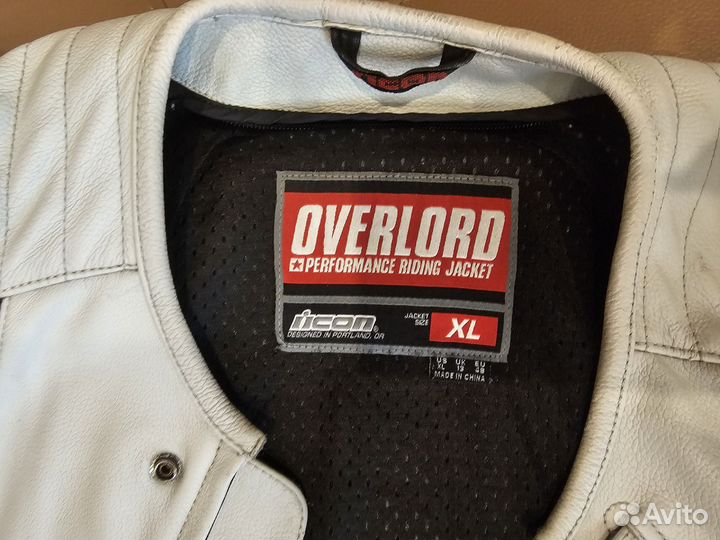 Мотокуртка кожаная мужская icon overlord prime