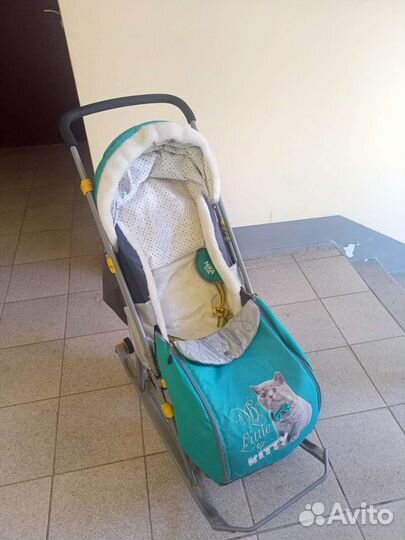 Детские санки коляска с колесами