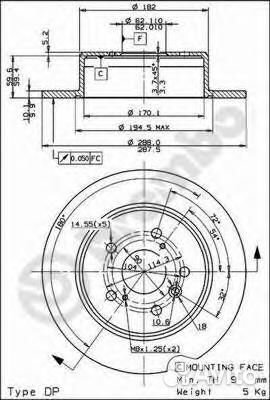 Диск тормозной Standard зад 08917910 Brembo