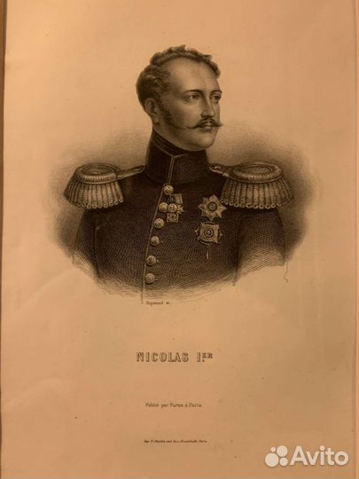 Старинная гравюра Император Николай I