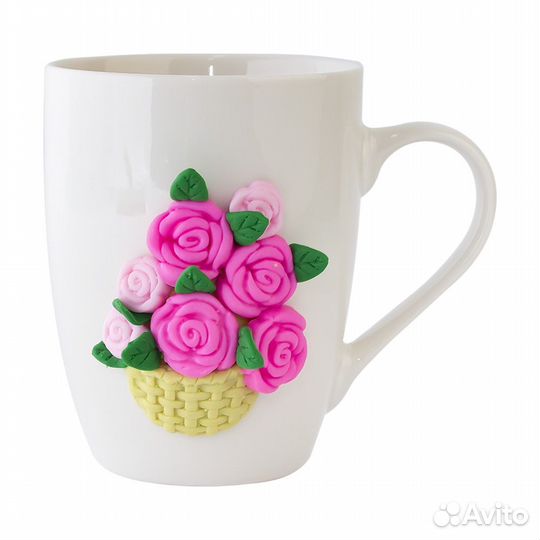 Кружка с объемными цветами