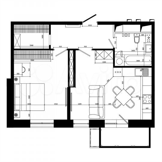 2-к. квартира, 58,1 м², 7/25 эт.