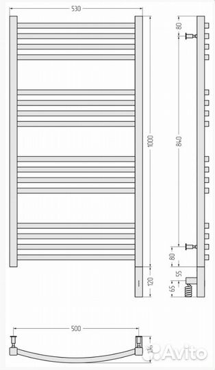 Сунержа Аркус 3.0 1000х500 мэм правый Белый