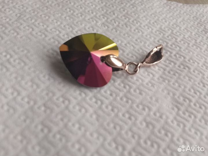 Кулон Сердце Swarovski, серебро и позолота